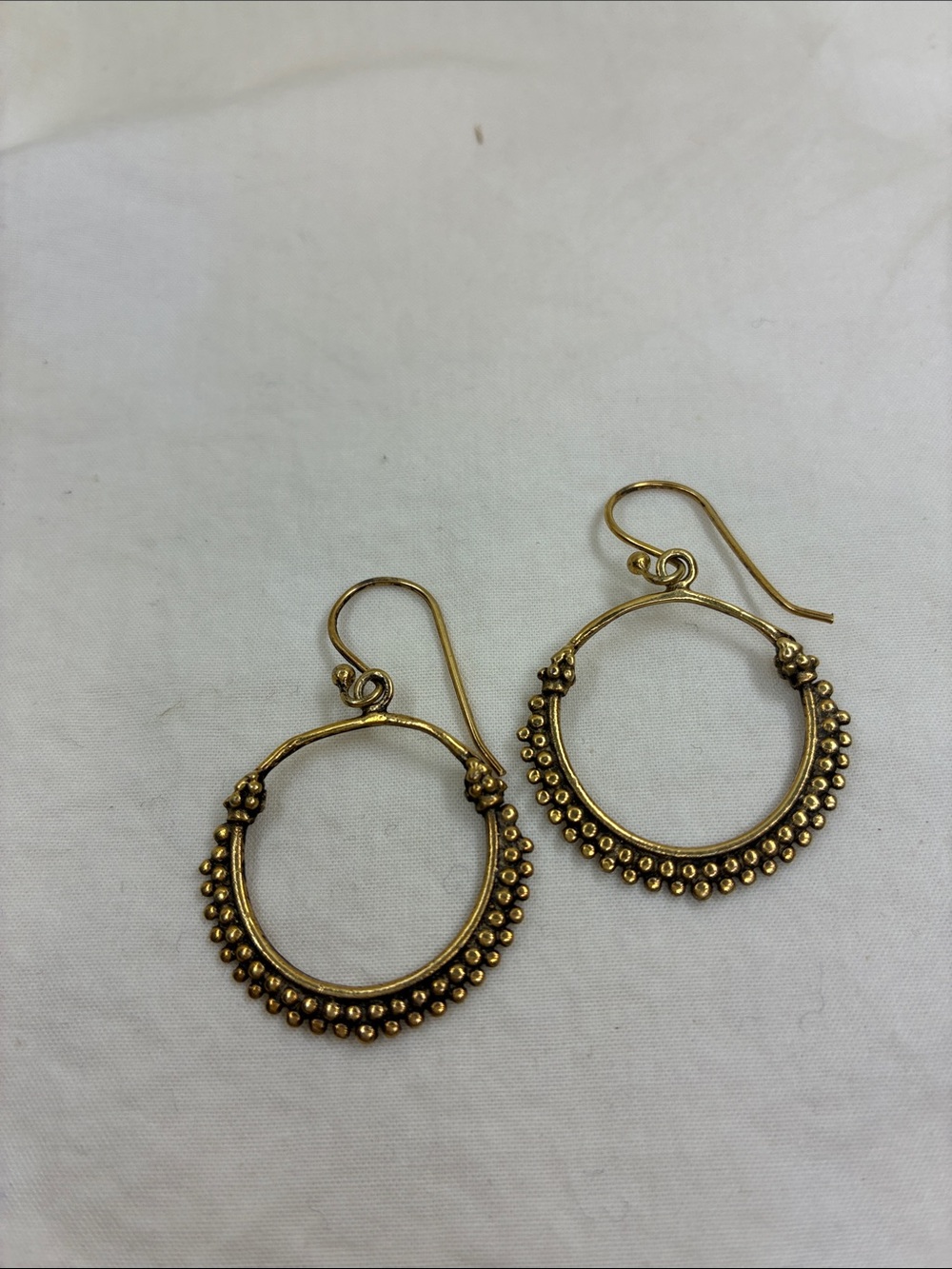 NWOT Gold-Tone Beaded Hoop Earrings - Elegant Women’s Jewelry